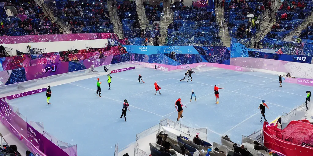 Image similar to ice tennis match 4k still image winter olympics