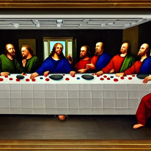 Prompt: us presidents in the last supper painting