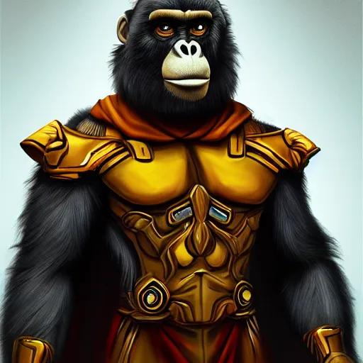 Image similar to fury art, an anthro ape wearing a large cape, colorful background, 3 d, 8 k, extremely detailed, trending on furaffinity, trending on artstation, award winning, sharp focus, illustration