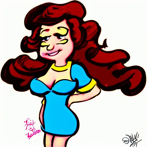 Image similar to cute girl, Dan DeCarlo style, cartoon style illustration