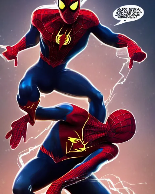 Image similar to spiderman as the flash with the venom symbiote, dynamic lighting, fantasy concept art, trending on art station, stunning visuals, creative, cinematic, ultra detailed