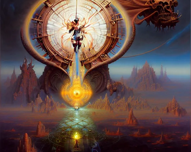 Image similar to the armies of heaven and hell, fantasy character portrait made of fractals facing each other, ultra realistic, wide angle, intricate details, the fifth element artifacts, highly detailed by peter mohrbacher, hajime sorayama, wayne barlowe, boris vallejo, aaron horkey, gaston bussiere, craig mullins