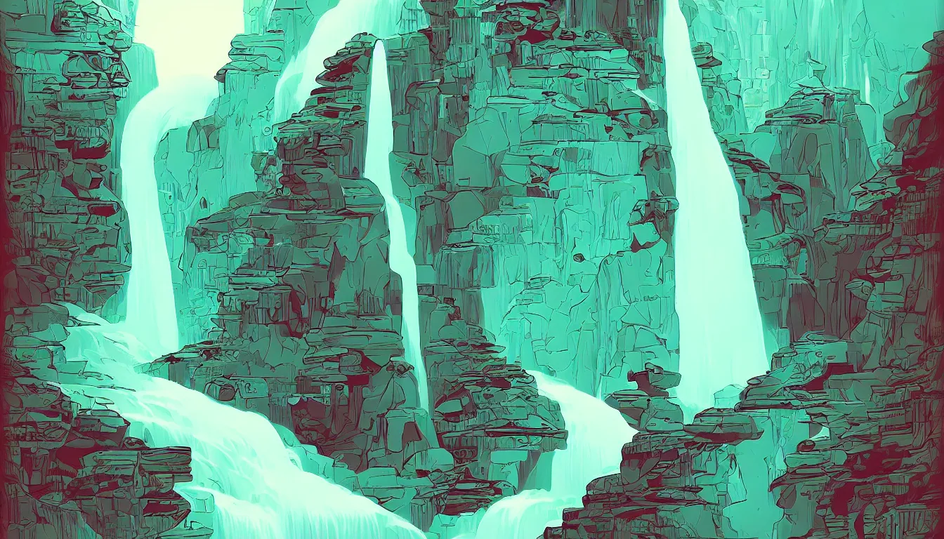 Image similar to waterfall by Kilian Eng, minimalist, detailed