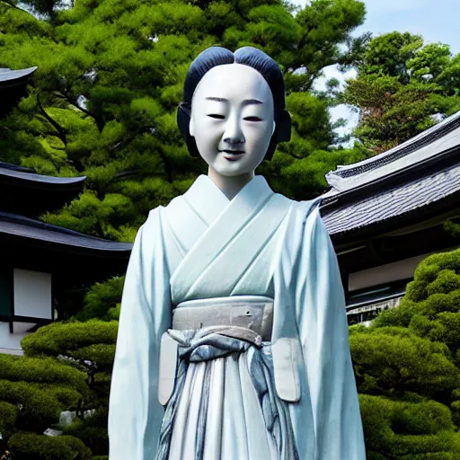 Image similar to statue of a japanese woman in high school clothes