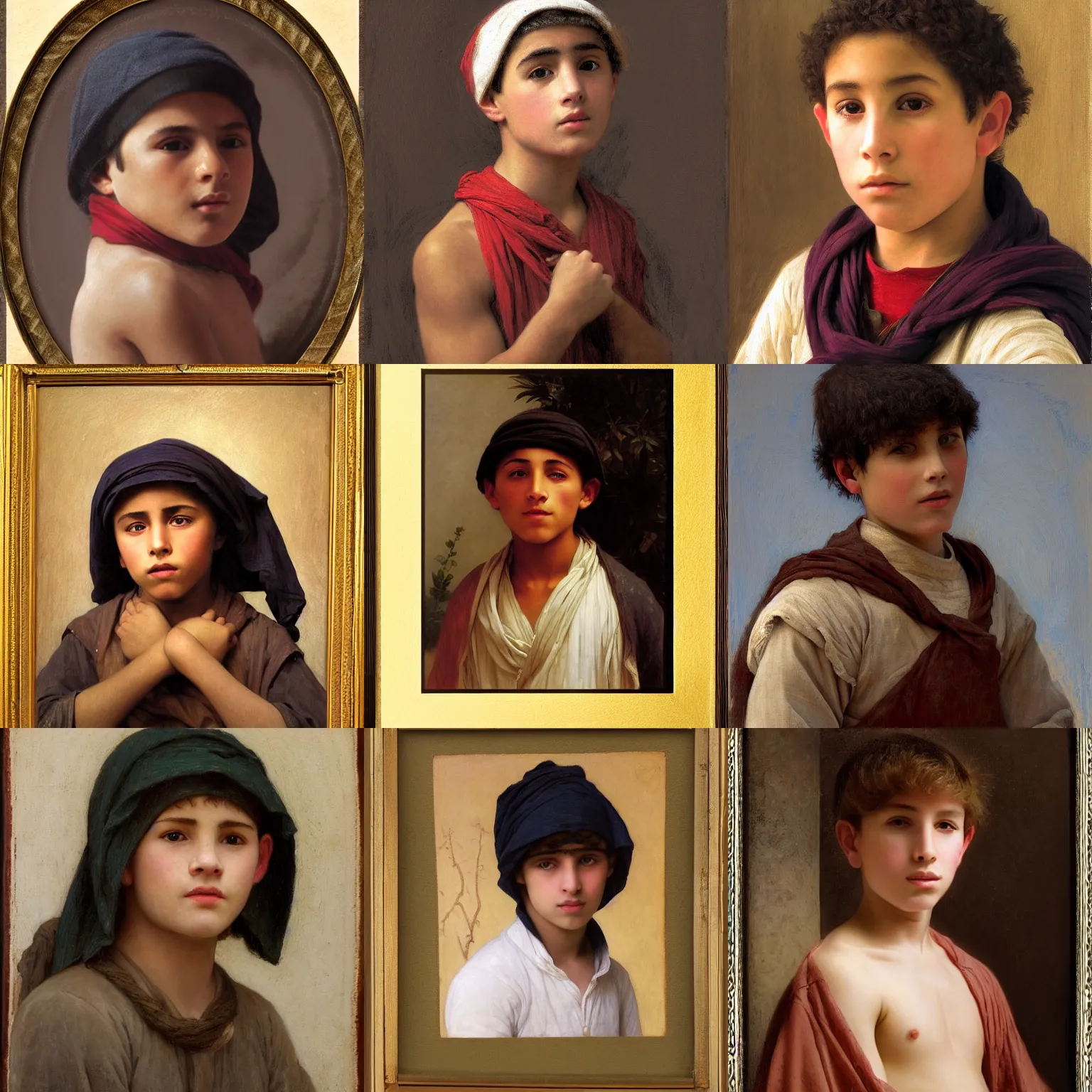 Prompt: 14 yo berber boy portrait, bouguereau and bowater H- 800