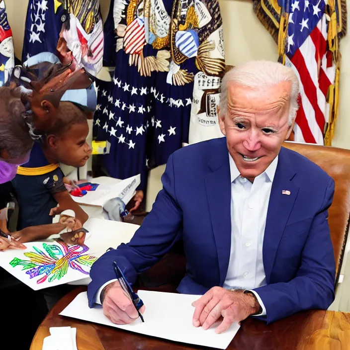 Image similar to joe biden having fun with a coloring book