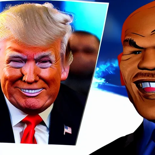 Image similar to donald trump in video game mike tyson's punchout