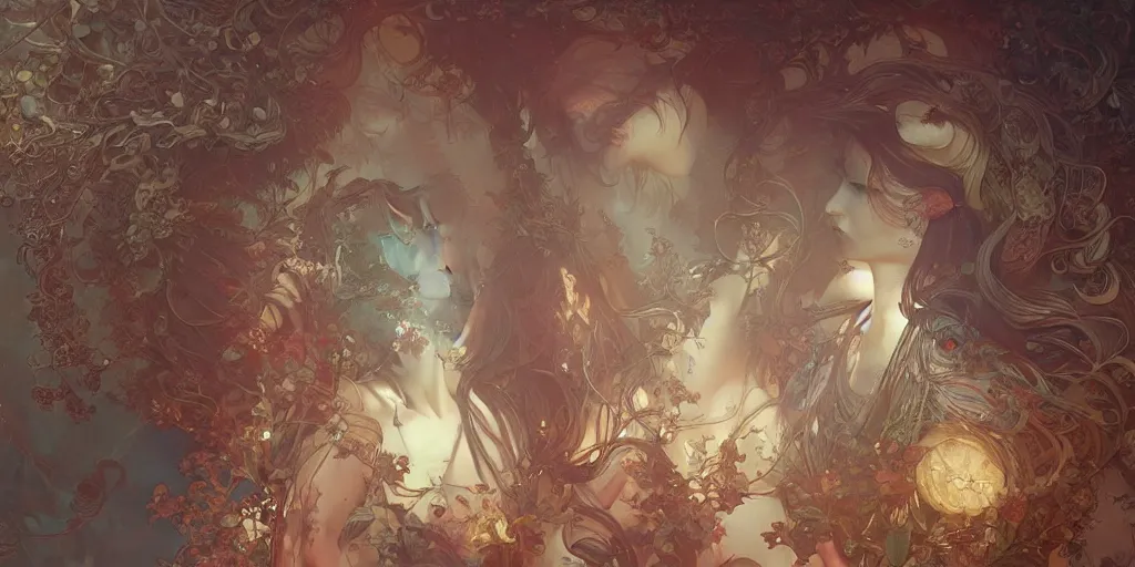 Prompt: dreamscape, artificial nightmares, art by artgerm and greg rutkowski and alphonse mucha and loish and wlop, highly detailed sculpture, intricate detailed, ommatidia, 8 k, cinematic atmosphere, post - processing