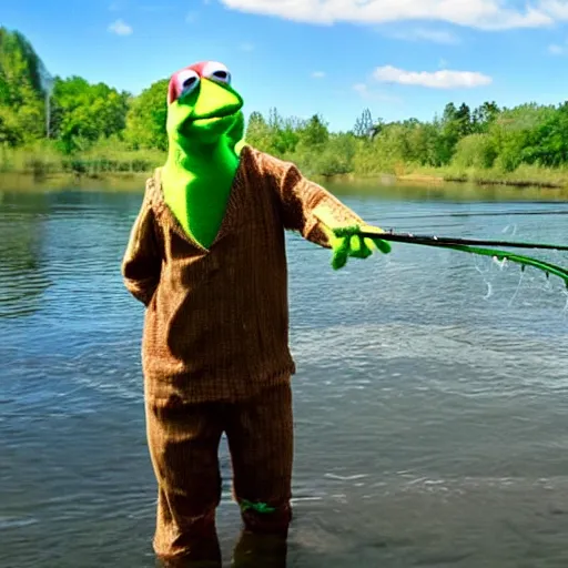 Prompt: kermit fishing