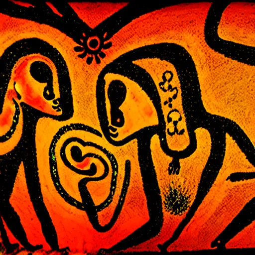 Image similar to psychedelic trance, paleolithic cave painting