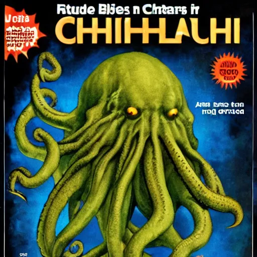 Prompt: cthulhu on the cover of a magazine