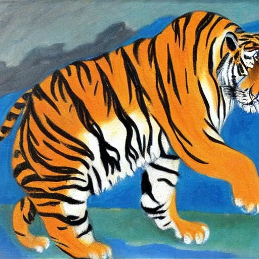 Prompt: a painting of roaring tiger by irma stern