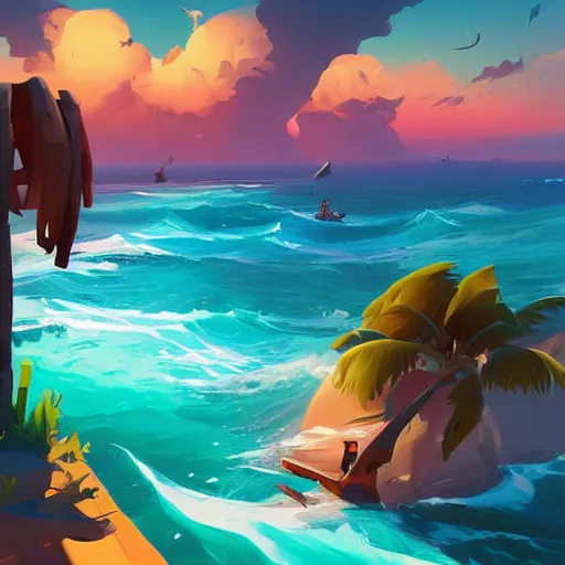 Image similar to painting treasure on sea of thieves game smooth median photoshop filter cutout vector, behance hd by jesper ejsing, by rhads, makoto shinkai and lois van baarle, ilya kuvshinov, rossdraws global illumination