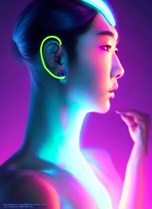 Prompt: an extremely beautiful asian female humanoid with freckle cheeks, cyber neon lighting, by loish, d & d, fantasy, futurism, cyberpunk fashion clothes, elegant profile posing, perfect anatomy, hyper photorealistic, digital photography, artstation, pinterest, concept art, art by pascal blanche and greg rutkowski,