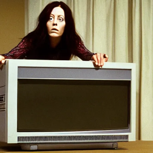 Image similar to the scene from The Ring where Samara Morgan crawls out of the TV, 35mm award winning photograph