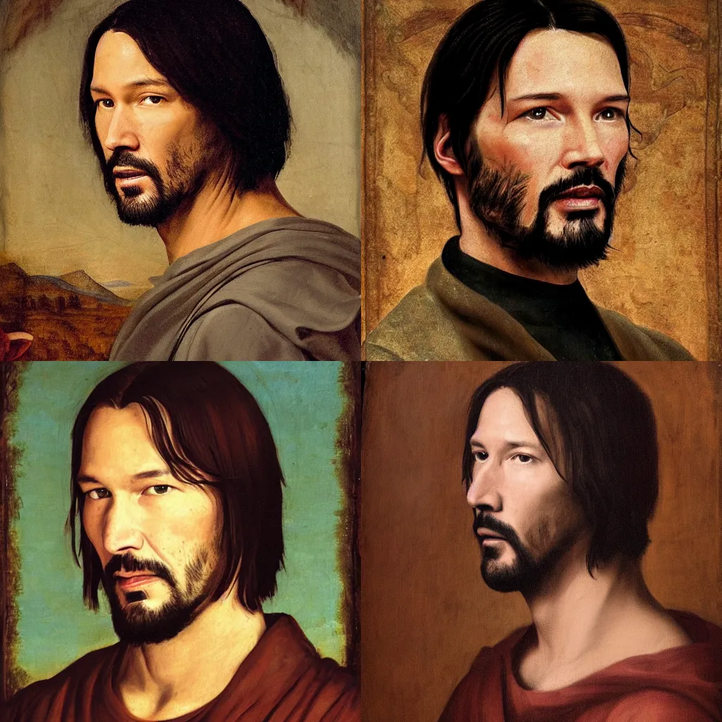 Prompt: Renaissance painting of Keanu Reaves, headshot of Keanu Reaves