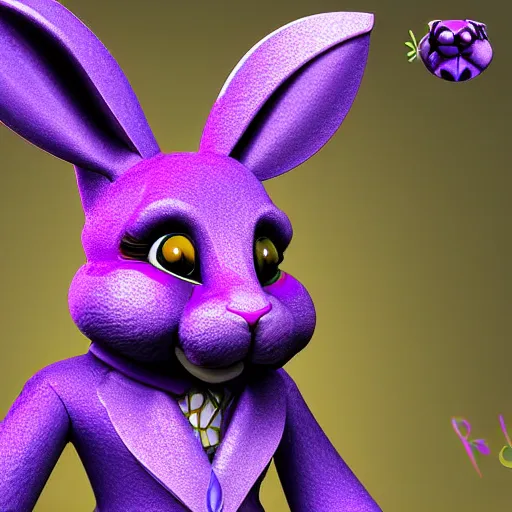 Image similar to portrait of a purple rabbit animatronic mascot,digital art,detailed