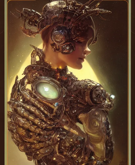 Image similar to portrait of a shining adorable insect alien monster, milky way environment, ultra realistic, concept art, intricate details, eerie, highly detailed, photorealistic, octane render, 8 k, unreal engine. art by artgerm and greg rutkowski and alphonse mucha