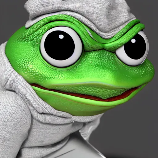 Image similar to pepe the Frog, octane render