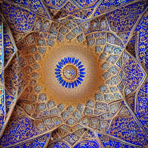 Prompt: photo of the ceiling of a muslim mosque iran. intricate. extremely detailed. 35mm 4k trending on flickr