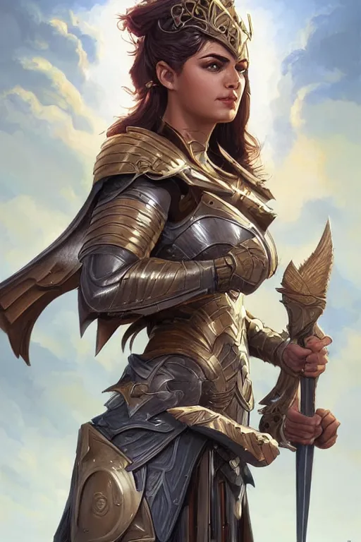 Image similar to amazon valkyrie athena, d & d, fantasy, portrait, highly detailed, headshot, digital painting, trending on artstation, concept art, sharp focus, illustration, art by artgerm and greg rutkowski and magali villeneuve