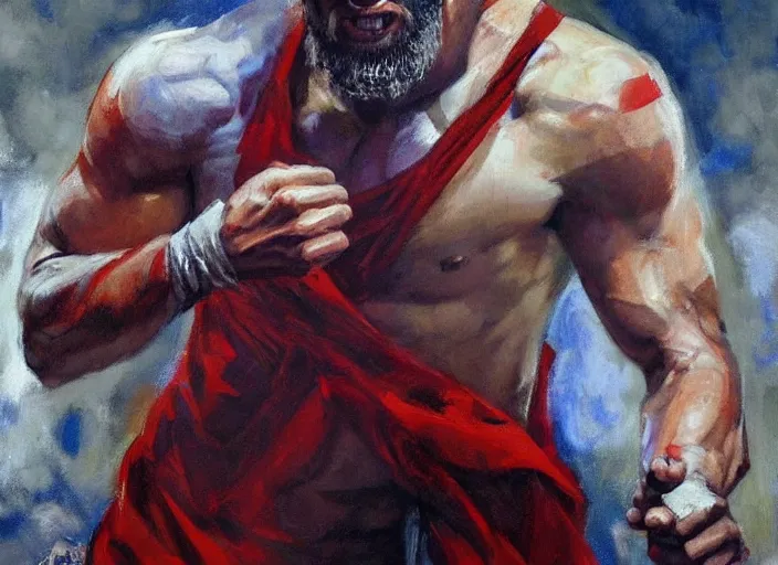 Image similar to a highly detailed beautiful portrait of cristiano ronaldo as kratos, by gregory manchess, james gurney, james jean