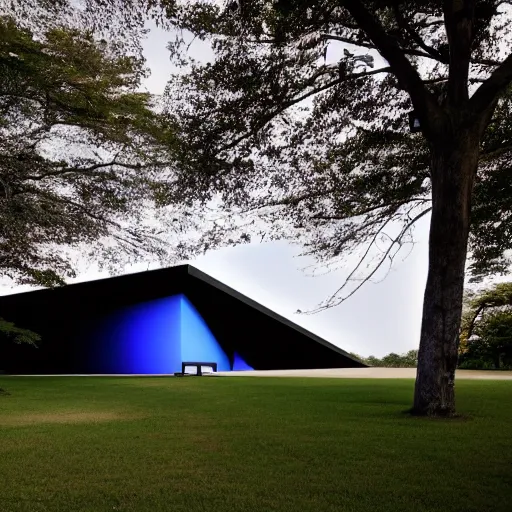 Image similar to a building designed by tadao ando and james turrell floating in space 4 k