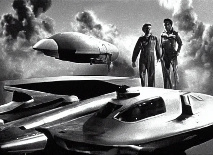 Prompt: scene from the 1 9 5 4 science fiction film the last starfighter