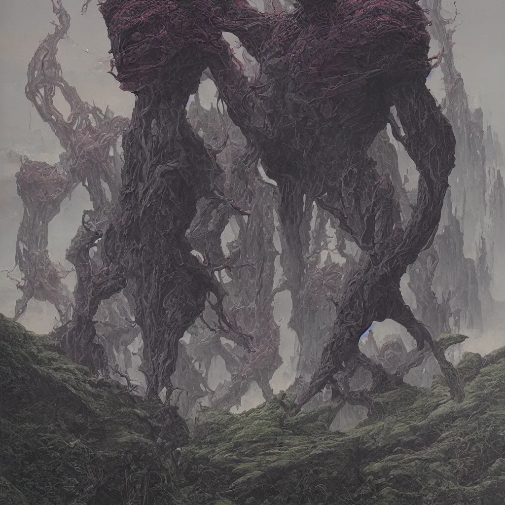 Image similar to a portrait of a character in a scenic environment by Wayne Barlowe