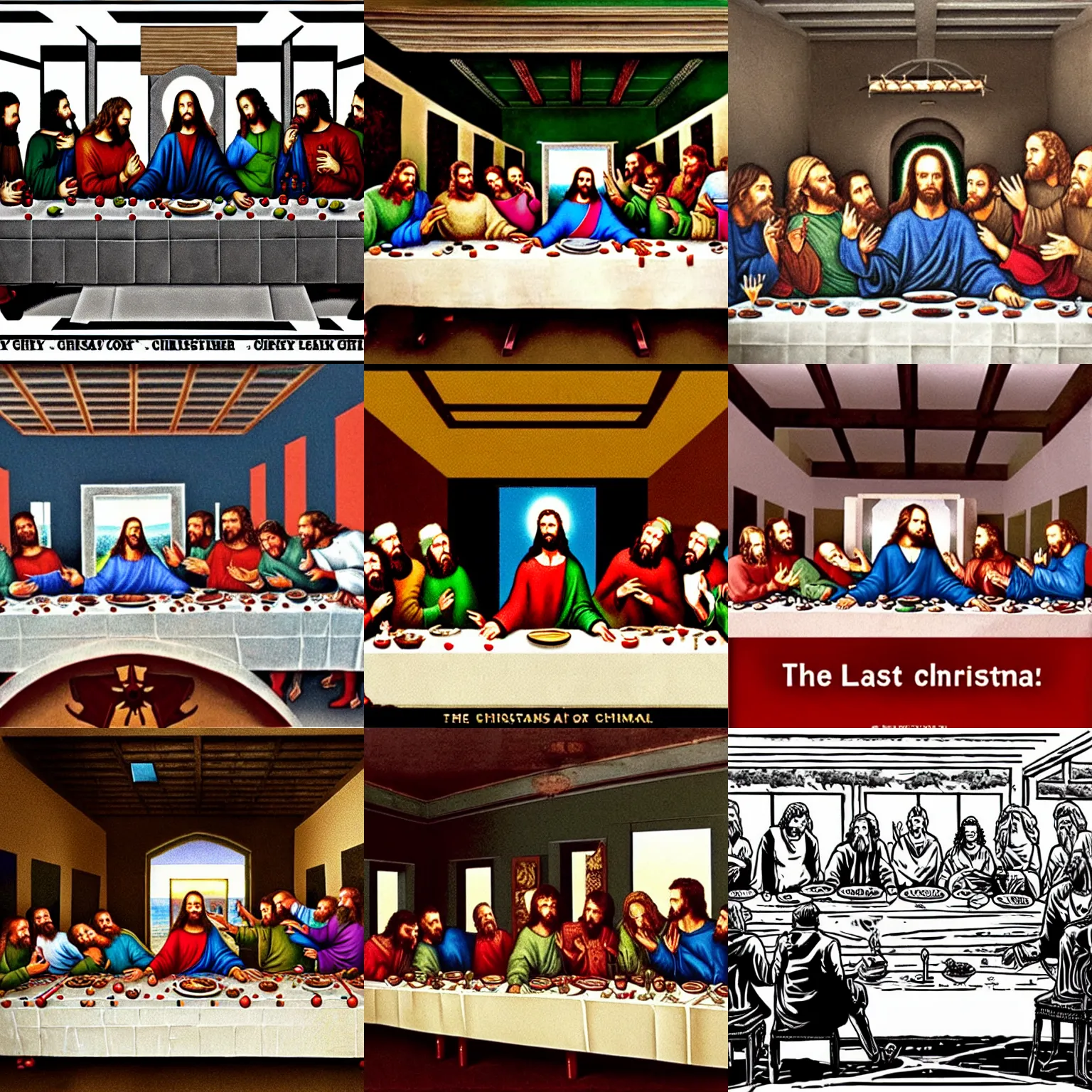 Prompt: the last supper, Clint Eastwood is Christmas