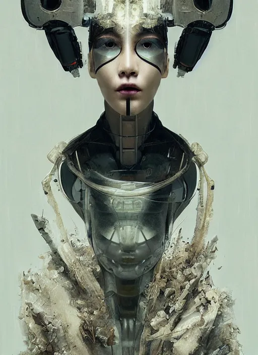 Image similar to portrait of a futuristic geisha cyborg, in the style of ghost in the shell, x - ray, kintsugi, modern fine art, fractal, intricate, elegant, highly detailed, digital photography, subsurface scattering, by jheronimus bosch and greg rutkowski,