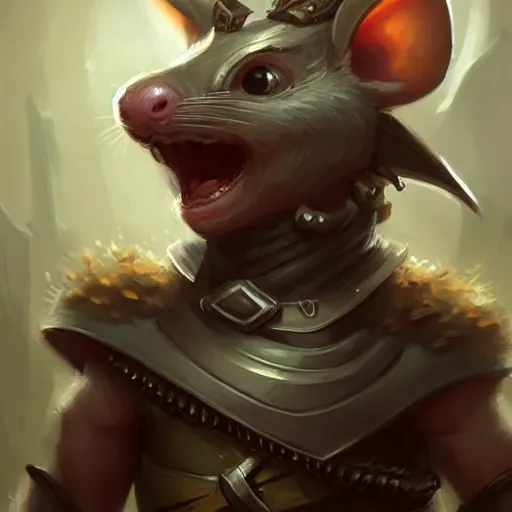 Prompt: cute little anthropomorphic Rat wearing Knight armor, ultra wide lens shot , tiny, small, short, cute and adorable, pretty, beautiful, DnD character art portrait, matte fantasy painting, DeviantArt Artstation, by Jason Felix by Steve Argyle by Tyler Jacobson by Peter Mohrbacher, cinematic lighting