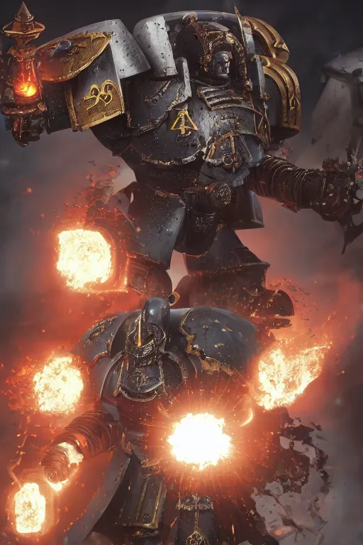 Image similar to warhammer 4 0 k horus heresy fanart - the primarchs emperor by johannes helgeson animated with vfx concept artist & illustrator global illumination ray tracing hdr fanart arstation zbrush central hardmesh radiating a glowing aura 8 k octane renderer