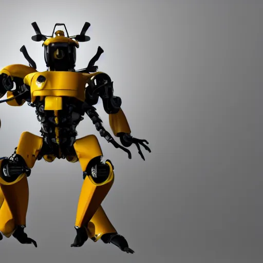 Image similar to hard surface, robotic platform, based on bumblebee, 6 claws, unreal engine