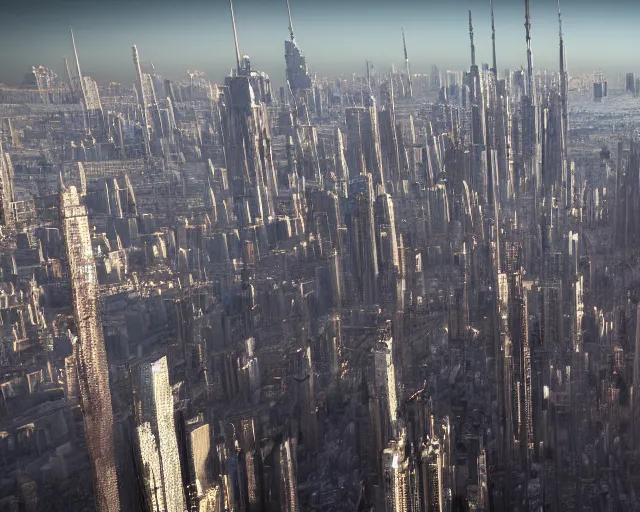 Prompt: 4 k hd, high resolution photograph of coruscant cityscape, shot with sigma f / 4. 2, 2 5 0 mm sharp lens, wide shot, high level texture render