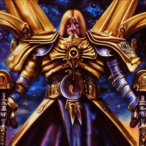 Image similar to the emperor of mankind, from laura warhammer 4 0, 0 0 0, digital painting, super detail, painting george earl abalayan, photo realism,