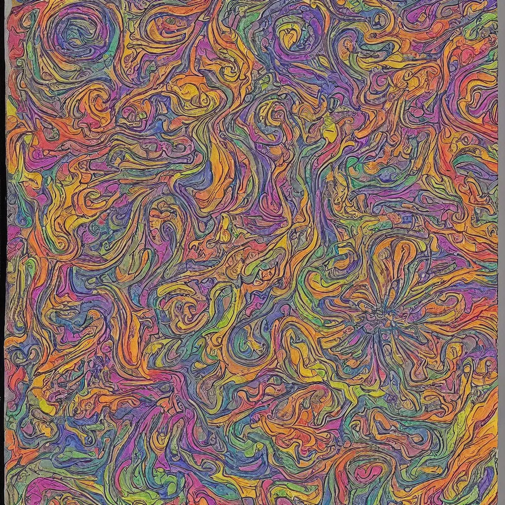 Prompt: highly detailed page from a psychedelic zen master's journal