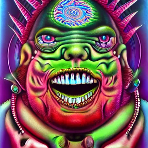 Image similar to a monster that looks like brian redban, airbrush art, shamanic horror lsd art, by basuki abdullah