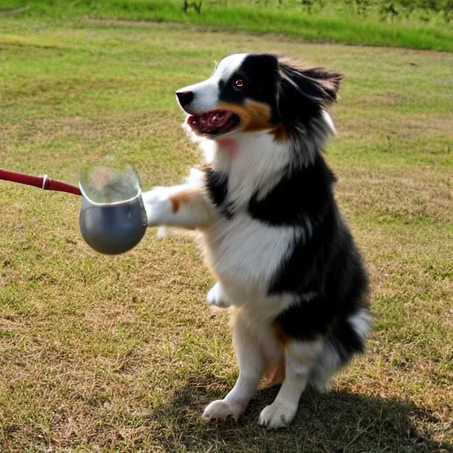 Image similar to australian shepherd casting a fireball