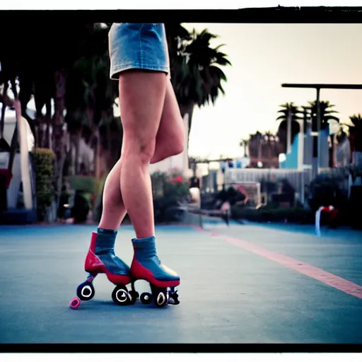 Image similar to a roller skater in a cinematic shot in santa monica, mid - afternoon, canon eos c 3 0 0, ƒ 1. 8, 3 5 mm, 8 k, medium - format print, inspired by roger deakins cinematography