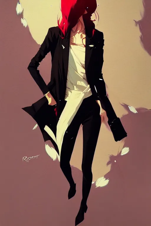 Image similar to a ultradetailed beautiful panting of a stylish woman in a black blazer, by conrad roset, greg rutkowski and makoto shinkai, trending on artstation