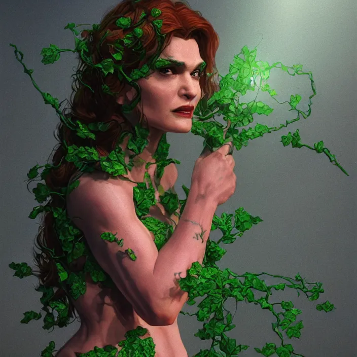 Image similar to portrait of Rachel Weisz as a Poison Ivy in Batman & Robin 1997. intricate artwork. by Tooth Wu, wlop, beeple, dan mumford. octane render, trending on artstation, greg rutkowski very coherent symmetrical artwork. cinematic, hyper realism, high detail, octane render, 8k