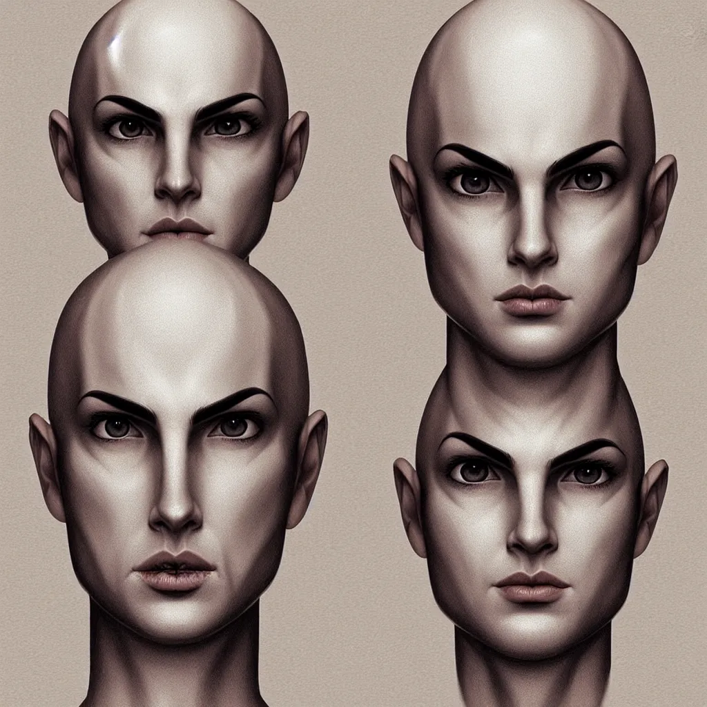 Prompt: bald single character, perfect face symmetrical, photorealistic, illustration, portrait