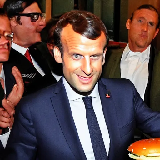 Image similar to emmanuel macron eating burger