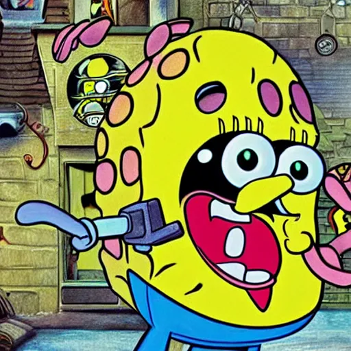 Image similar to spongebobpunk. hyperdetailed photorealism