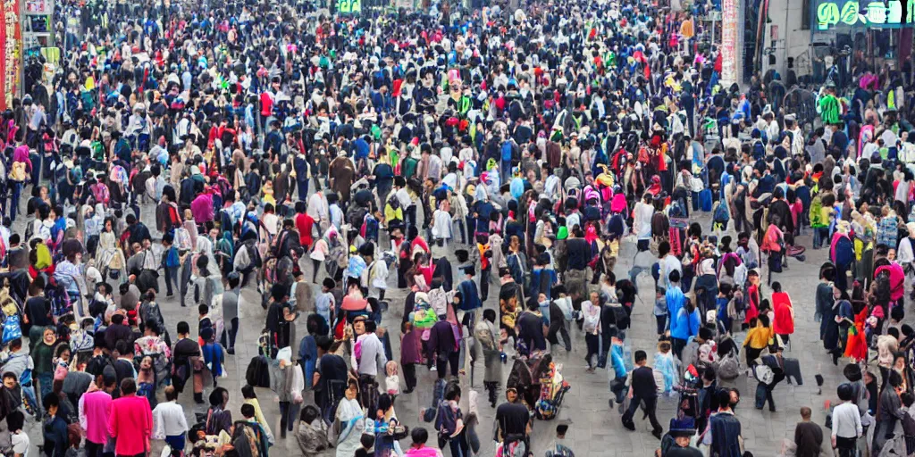 Prompt: Crowded Shangai Markets 2015 4K photo