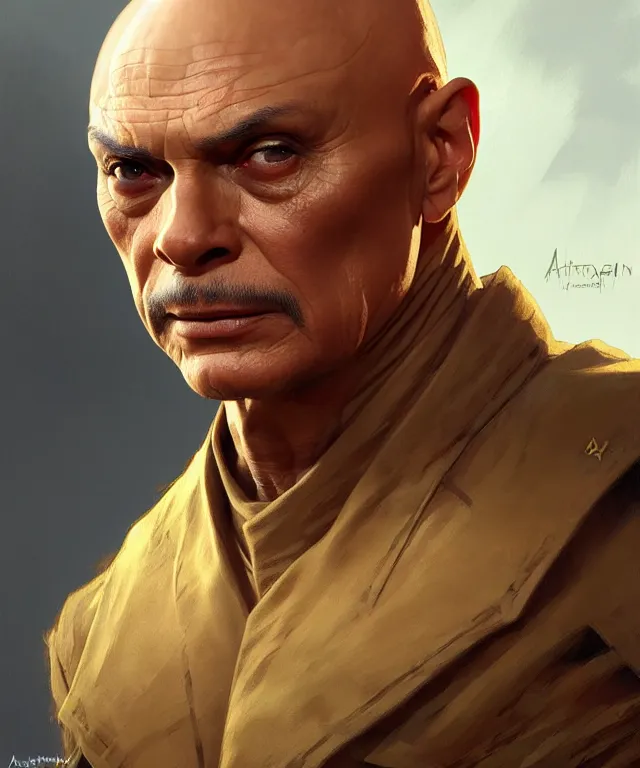 Image similar to Yul Brynner as an angry bald general, portrait, intricate, elegant, highly detailed, digital painting, artstation, concept art, smooth, sharp focus, illustration, art by artgerm and greg rutkowski and alphonse mucha