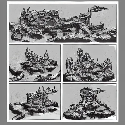 Image similar to “skull land concept art”