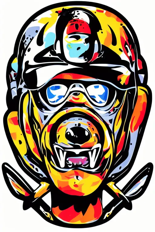 Image similar to A portrait of a biker bull, sticker, highly detailed, colorful, illustration, smooth and clean vector curves, no jagged lines, vector art, smooth