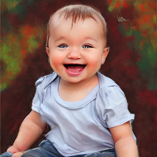 Image similar to smilling baby, artwork by steve henderson